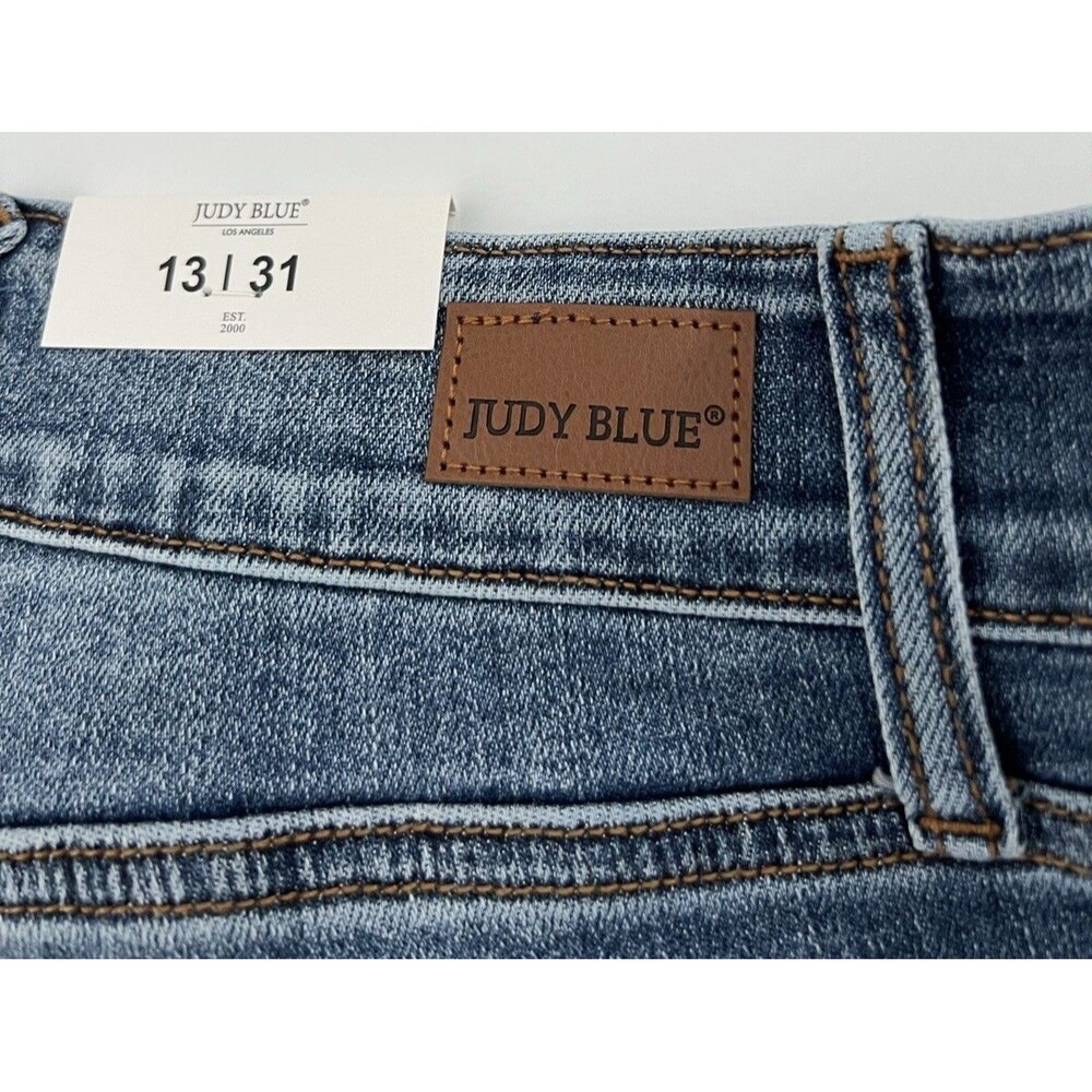 NWT Judy Blue High Rise Double Button Denim Jeans Blue Size 13/31 - Picture 10 of 11
